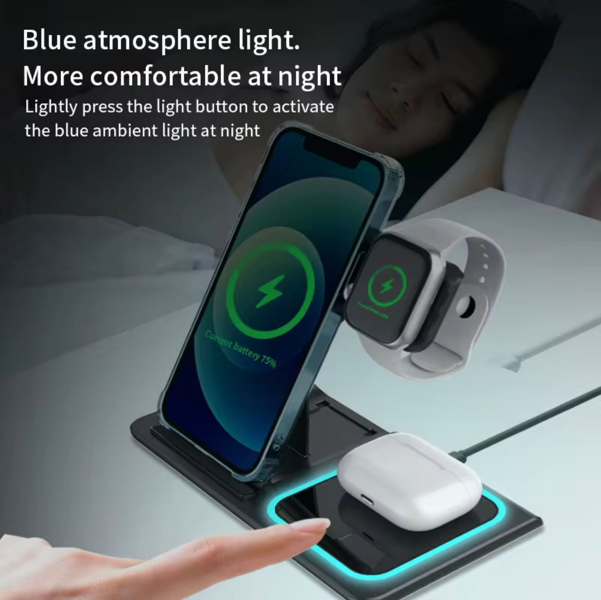 (Pre-order)3-in-1 Fast Wireless Charging Station for Phone, AirPods & Watch