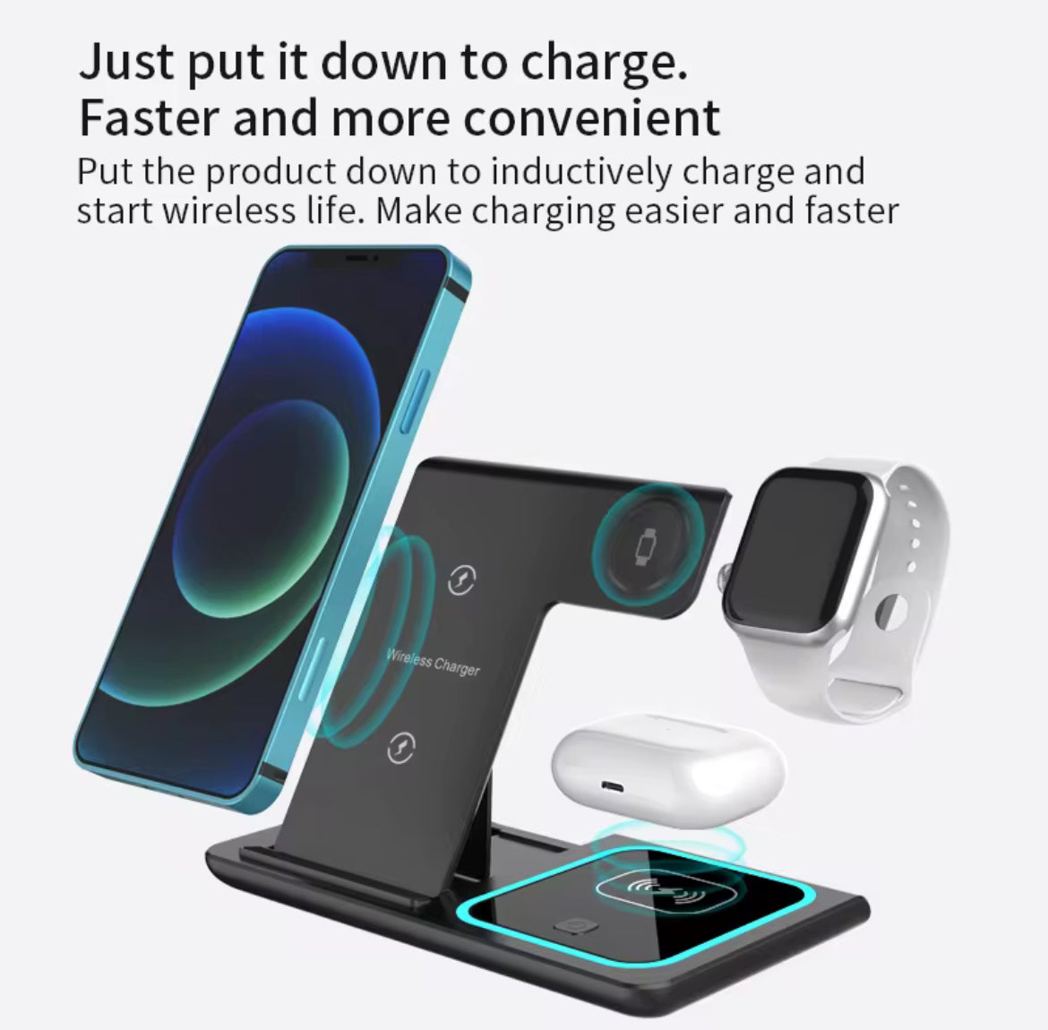 (Pre-order)3-in-1 Fast Wireless Charging Station for Phone, AirPods & Watch